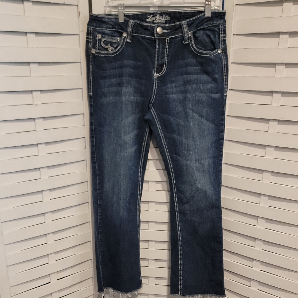 Love Nation Premium Bedazzled Denim Raw Hem Size 12